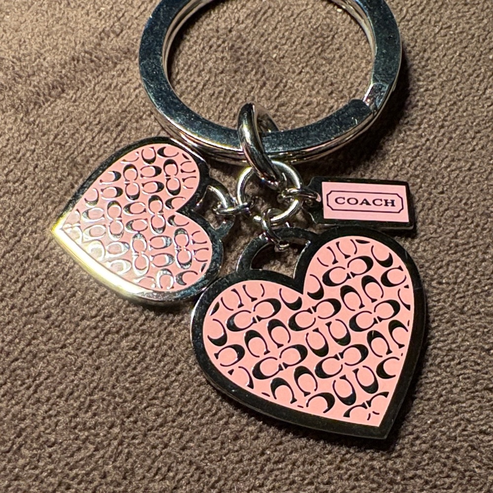 Coach Pink Double Heart Key Holder